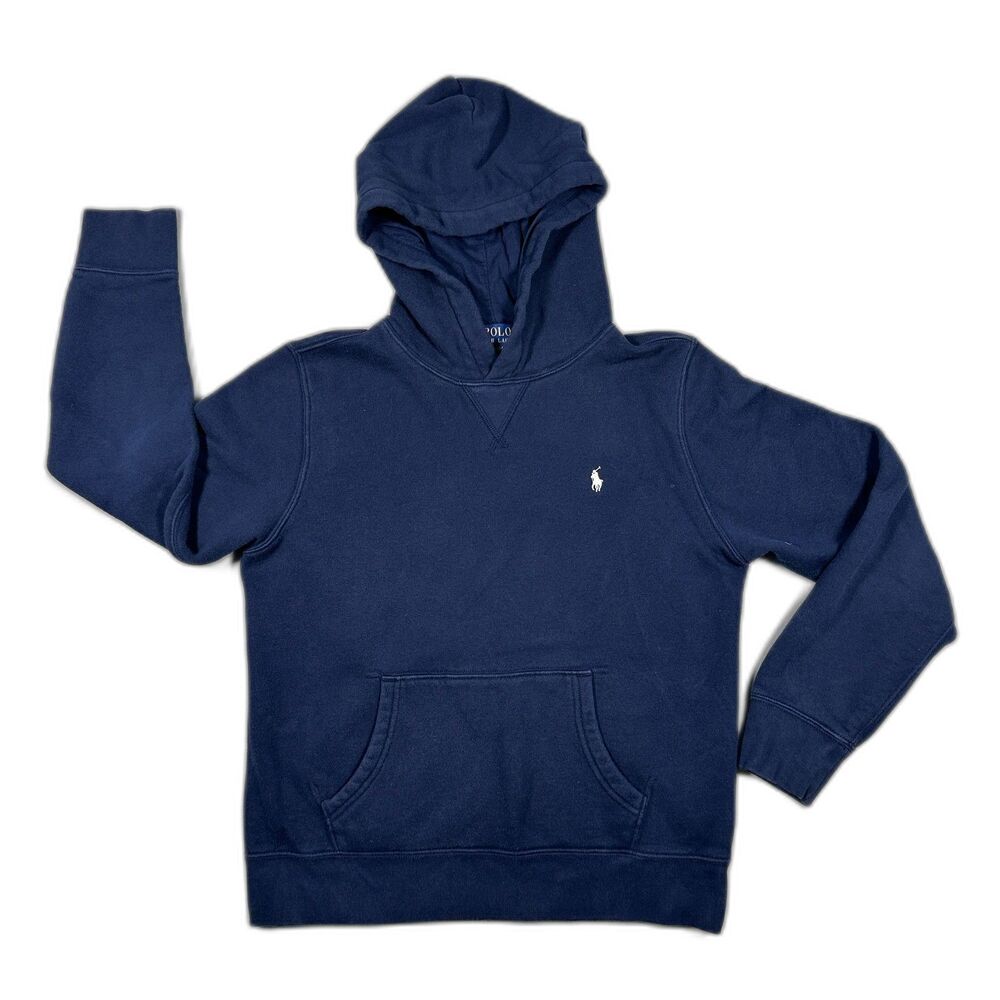 Polo Ralph Lauren Kids Fleece Hoodie Navy Blue Youth Unisex Large L 14/16 Logo